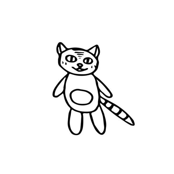 Schattige kat hand getekend in doodle stijl. element voor design ansichtkaart — Stockvector