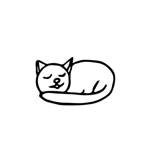 Mignon chat dessiné à la main dans le style doodle. élément pour carte postale design — Image vectorielle