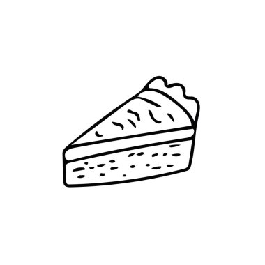 piece of cake hand drawn in doodle style isolated on a white background.