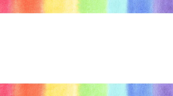 Watercolor rainbow horizontal banner. Bright colorful background. — Stock Photo, Image