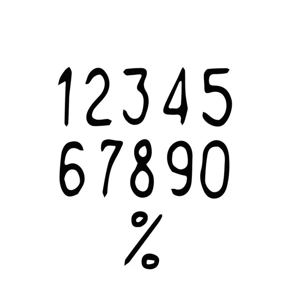 Numbers and percent sign hand written. doodle style. Elements for infographic design, business. — 스톡 벡터