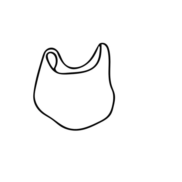 Plastikowa torba narysowana w stylu bazgrołów. Element logo — Wektor stockowy