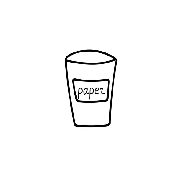 Mülltrennung, Papierkorb von Hand im Doodle-Stil gezeichnet. Behälter für Papier — Stockvektor