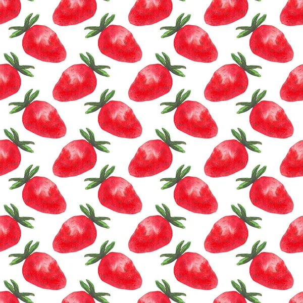 딸기 물감없는 무늬. 옷감 디자인, 포장지 포장 메뉴 여름 과일 맛있는 배경 — 스톡 사진