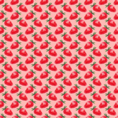 Suluboya çilek pürüzsüz desen. Tekstil, ambalaj kağıdı, menü yaz meyvesi sulu arka plan
