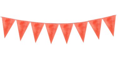 Üçgen bayraklı çelenk, el yapımı suluboya. dekor, tasarım, sınır, çerçeve, festival, turuncu cadılar bayramı için element