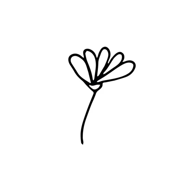 花弁が手描きでドードルスタイルで描かれた花 — ストックベクタ