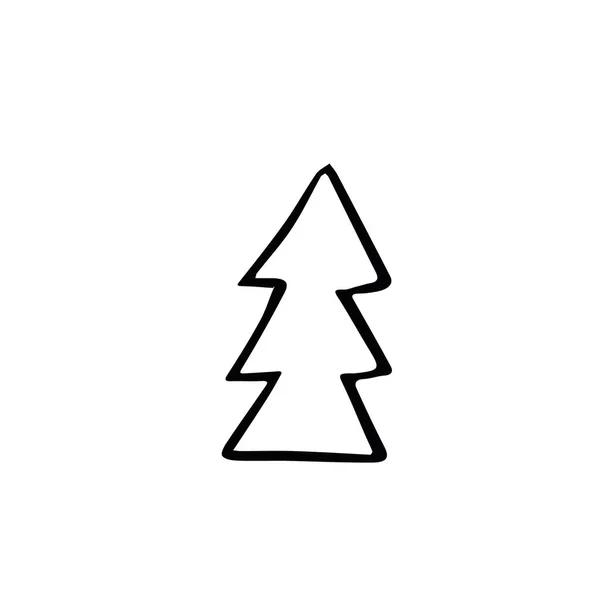 クリスマスツリーの手の落書きスタイルで描かれた 簡単なスカンジナビアのライナーだ デザインカード ポスター アイコン ステッカーの要素 — ストックベクタ