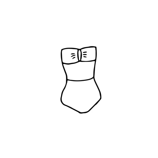 Bikini Swimsuit Hand Drawn Doodle Style Summer Sunbathing Clothes Element — Stock Vector