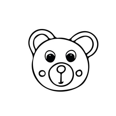 Karalama tarzında bir ayı. İskandinav usulü basit monokromla çizilmiş sevimli canavar eli. Çocuk odalarının, kıyafetlerinin, çıkartmalarının, renklerinin, posterlerinin tasarımı için öge