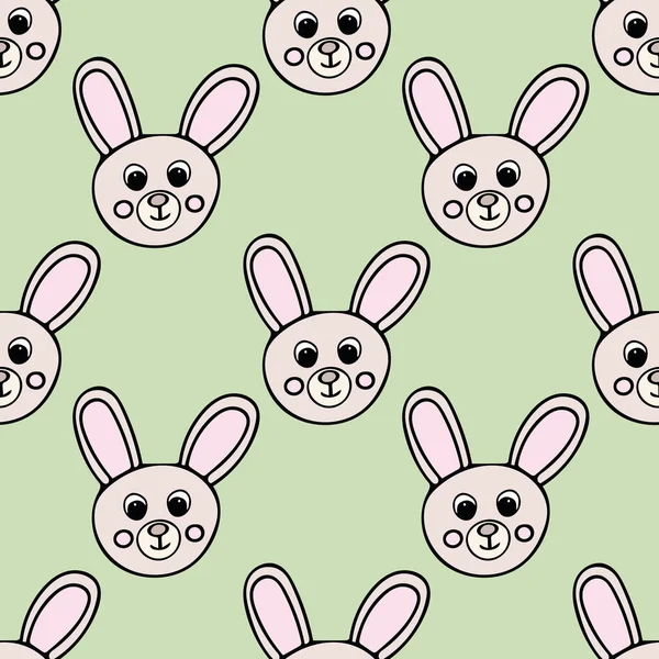 Hares Hand Drawn Doodle Style Seamless Pattern Easter Bunnies Cute — Stock Photo, Image