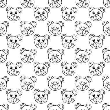 Kapalı ve açık gözlü ayılar karalama şeklini kusursuz bir şekilde çizmişler. Dekor çocuk tekstili, ambalaj kağıdı, bebek partisi, yeni doğanlar için.