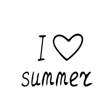 Kalp ve harfler karalama tarzında çizilmiş yaz el yazısı. İskandinav sade. Posta kartı, poster, çıkartma şablonu. Deyimler, kelimeler, motivasyon, iyi ruh hali