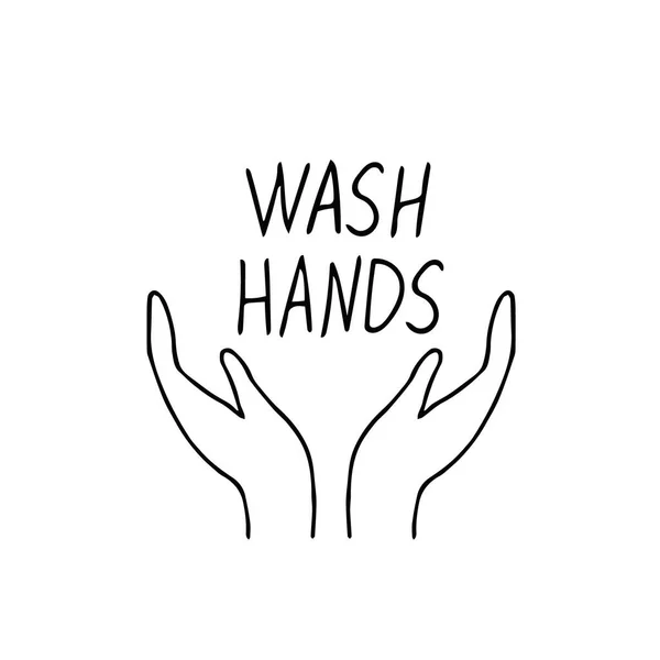 Hands Lettering Wash Hands Drawn Doodle Scandinavian Minimalism Style Icon — Stock Vector