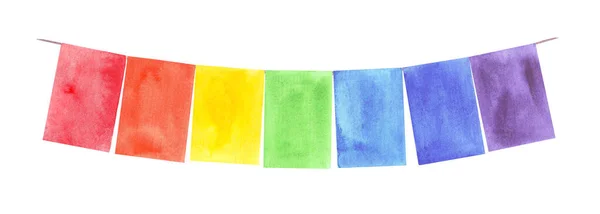 Ghirlanda Bandiere Disegnato Mano Acquerello Elemento Arredamento Design Bordo Cornice — Foto Stock