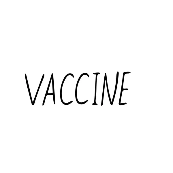 Lettering Vaccino Scritto Mano Stile Minimalismo Scandinavo Doodle Elemento Singolo — Vettoriale Stock