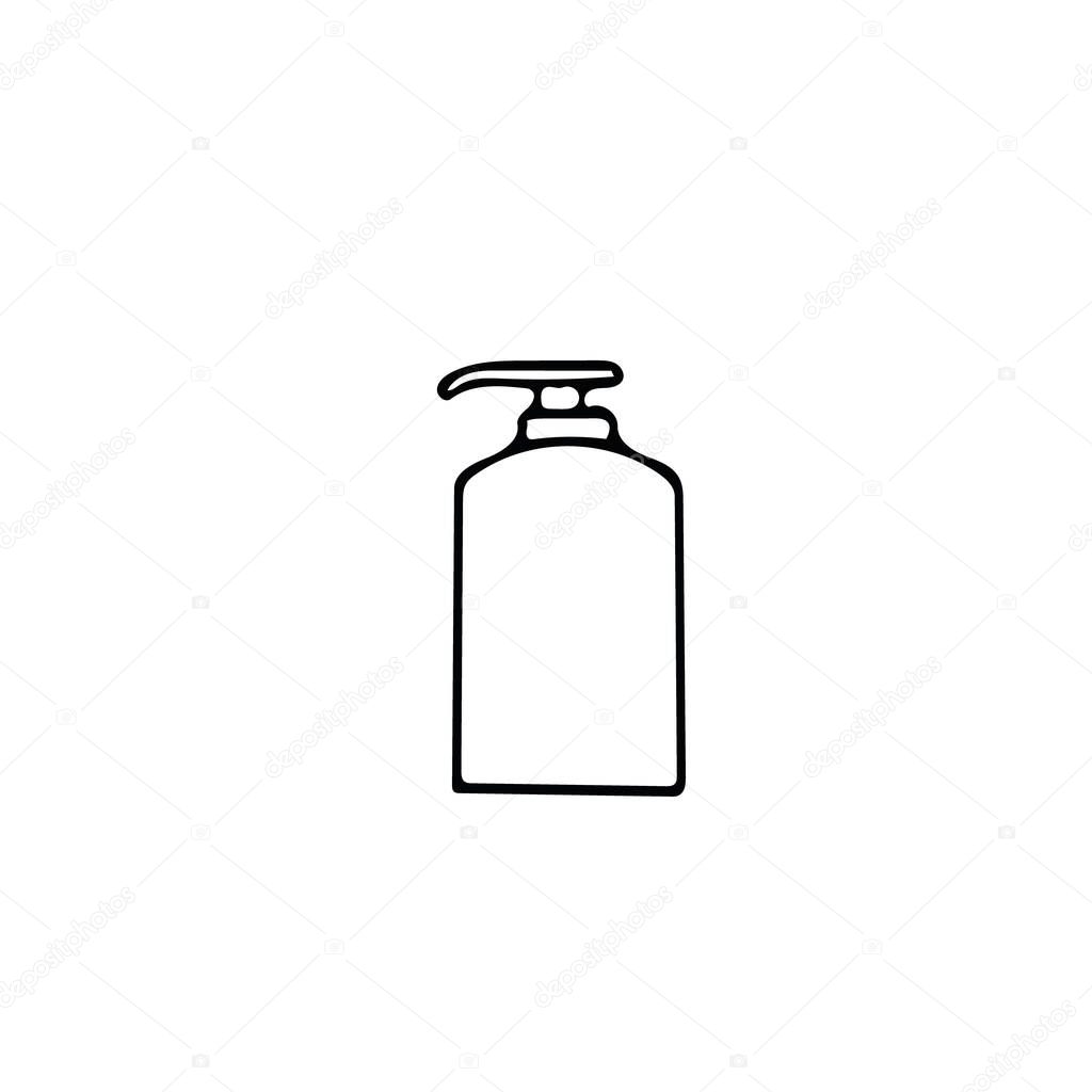 dispenser bottle hand drawn in doodle scandinavian minimalism style. single element, icon, sticker, poster, postcard. liquid, soap, cream gel cosmetics