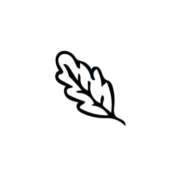 Karalama İskandinav minimalizm tarzıyla çizilmiş meşe yaprağı eli. Tasarım için tek element. Kart, etiket, poster simgesi. Sonbahar, yaz, yeşillik