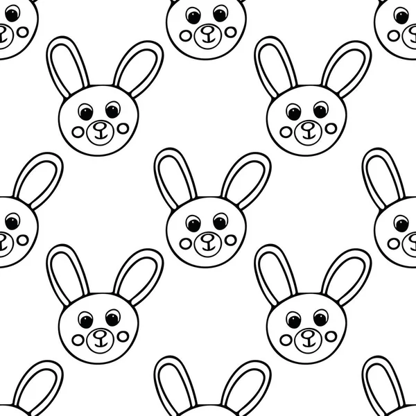 Hares Hand Drawn Doodle Style Seamless Pattern Easter Bunnies Cute — Stock Photo, Image