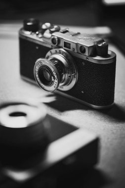 Retro Fotoğraf Makinesi siyah beyaz yakın plan