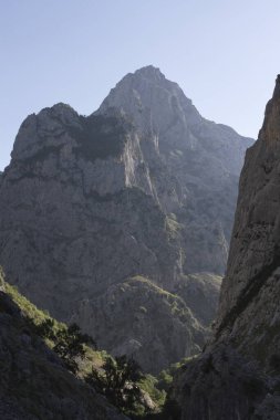 Cares gorges, Principality of Asturias, Spain; Aug. 05, 2015. This gorge, with its narrow passes and gullies, is right in the heart of the Picos de Europa Mountains. The areas stunning landscape affords unique views of the National Park.