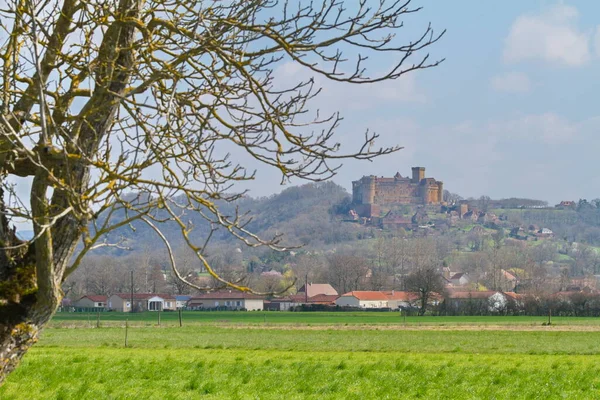 Prudhomat, Lot / France; Mar. 03, 2016. Şato, doğal bir fay sayesinde kayalık bir yaylanın sonunda yükselir ve bir promoner oluşturur. Bu kale ortaçağ askeri mimarisinin en güzel örneklerinden biridir..