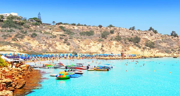 People have a rest on the Konnos beach. Cyprus