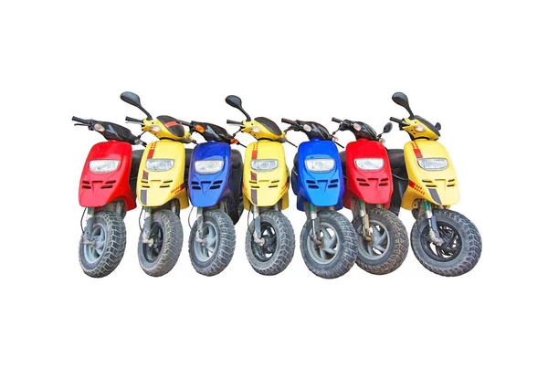 Yedi renkli scooter — Stok fotoğraf