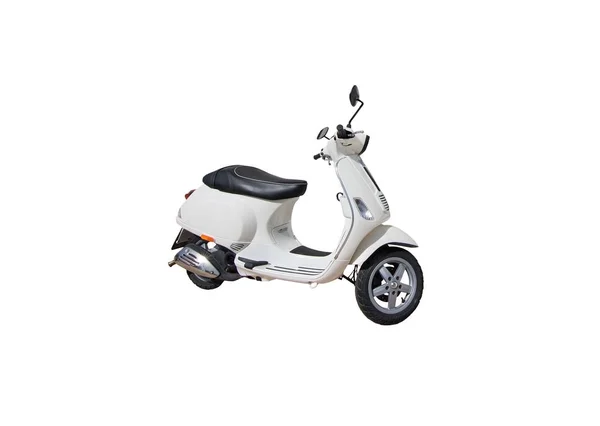 Park edilmiş beyaz scooter — Stok fotoğraf