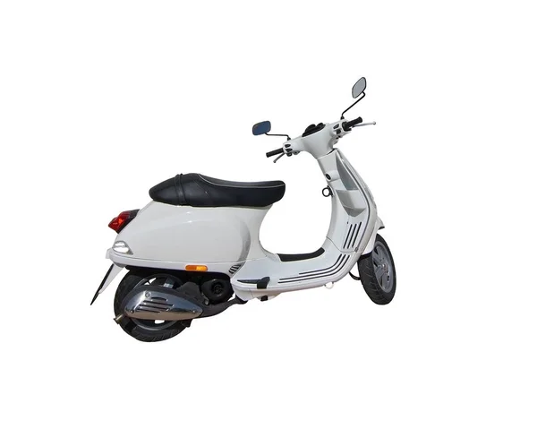 Park edilmiş beyaz scooter — Stok fotoğraf
