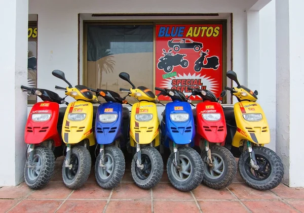 Seven colorful scooters — Stock Photo, Image