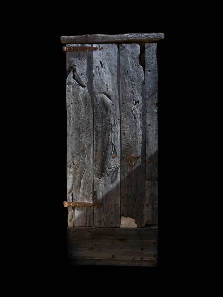 Rustykalne Drewniane Drzwi Białym Czarnym Tle Majorka Baleary Hiszpania — Zdjęcie stockowe