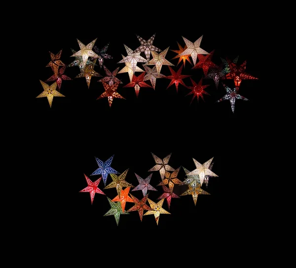 Barevné papírové hvězdy, samostatný — Stock fotografie