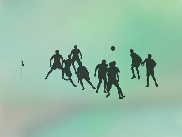Silhouettes Footballeurs Jouant Jeu Sur Fond Vert Abstrait Illustration — Photo