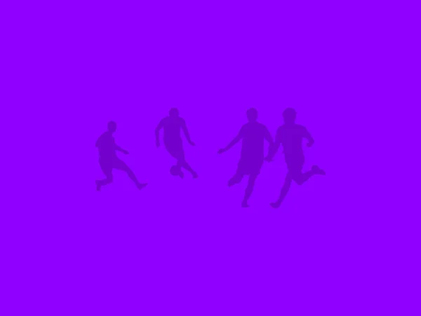 足球运动员在紫外紫抽象背景图上玩游戏的剪影 — 图库照片