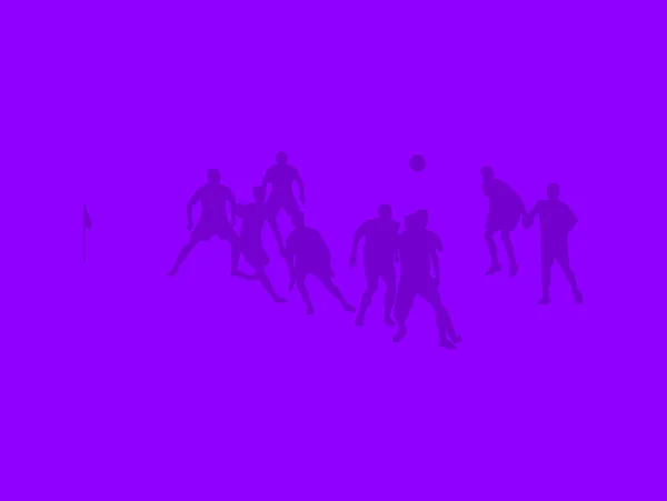 Silhouettes Football Soccer Players Playing Game Ultraviolet Purple Abstract Background — Stock Photo, Image