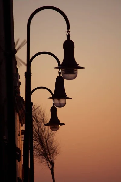 Retro streetlights and evening — Stock Photo, Image