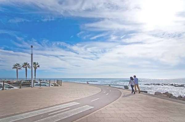 Molinar Mallorca Spain March 2018 Bicyclists Molinar Track Next Ocean — Stock Photo, Image