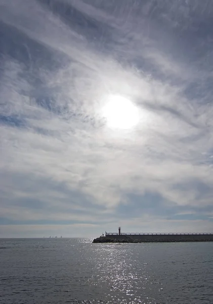 Pier Und Leuchtturm Auf Mallorca Balearen Spanien Februar — Stockfoto