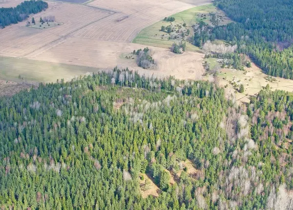 Letecký Snímek Mraky Lesní Krajiny Poblíž Letiště Stockholm Arlanda Švédsko — Stock fotografie