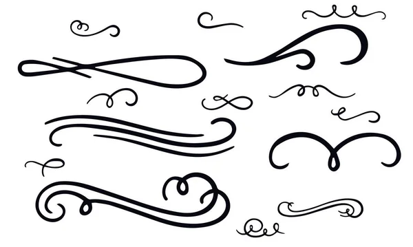 Calligrafia Fioriscono Icone Decorative Disegno Vettoriale — Vettoriale Stock