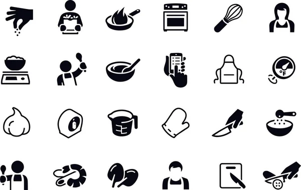 Cooking Icons Vector Design Black White — Stock Vector