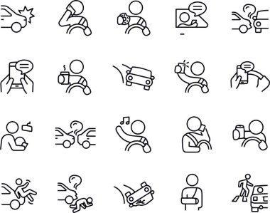 Dikkati dağılmış Sürücü simgeleri vektör tasarımı 