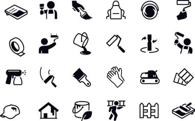 Ev Boyama Simgeleri vektör tasarımı siyah ve beyaz