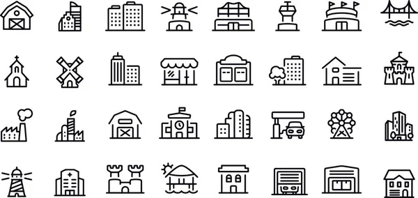 Iconos Arquitectura Diseño Vectorial Blanco Negro — Vector de stock