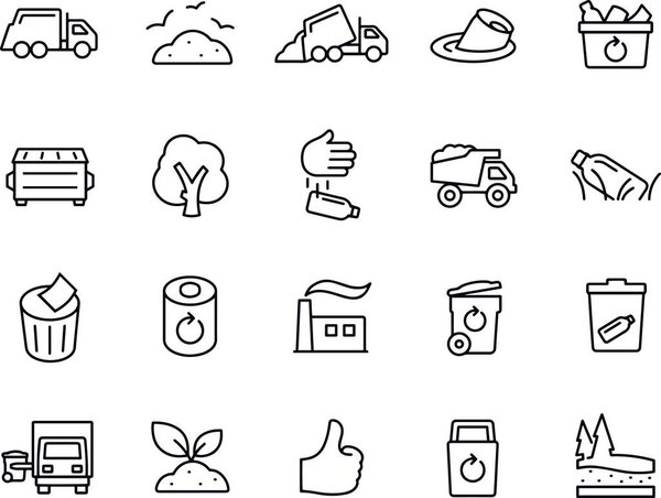 Black Trash Management Icons