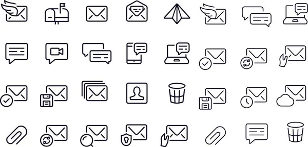 Mail Und Messaging Icons Vektordesign Schwarz Und Weiß — Stockvektor