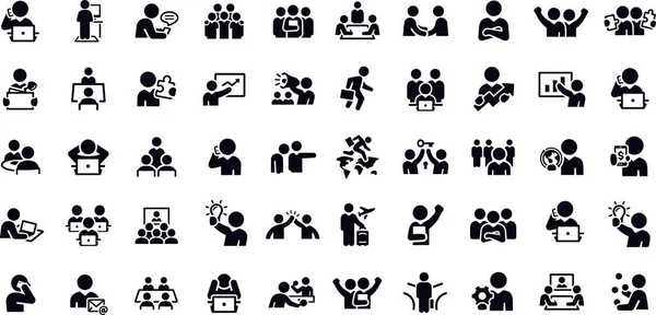 Iconos Oficina Trabajo Gente Negocios — Vector de stock