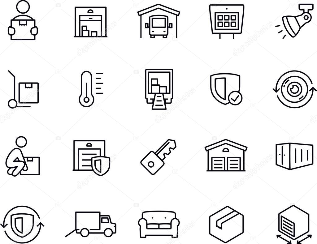 Self Storage Thin Line Icons