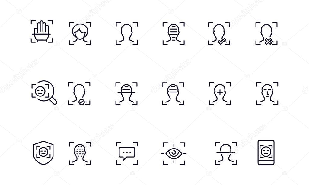 Face recognition icon set